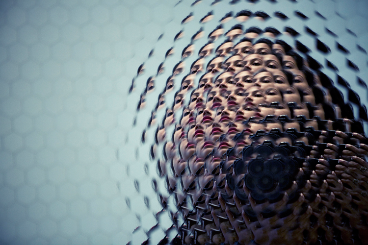 Self-portrait in an Anish Kapoor art installation